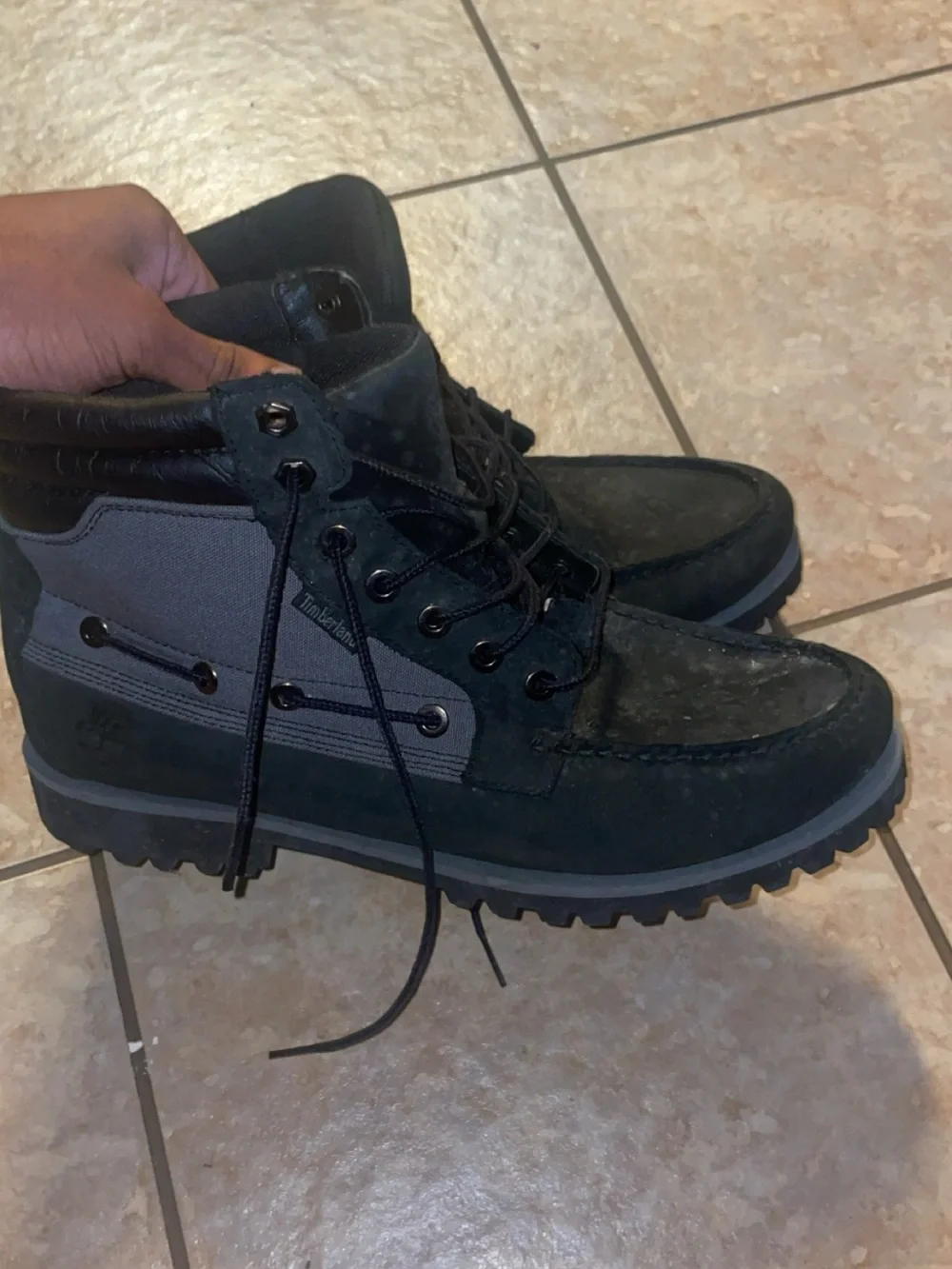 Timberland Black and Gray Lace-Up Men's Boots